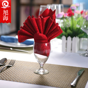 厂家批发 高档酒店餐厅纯色提花餐巾席巾 玫瑰花涤纶口布 可定制