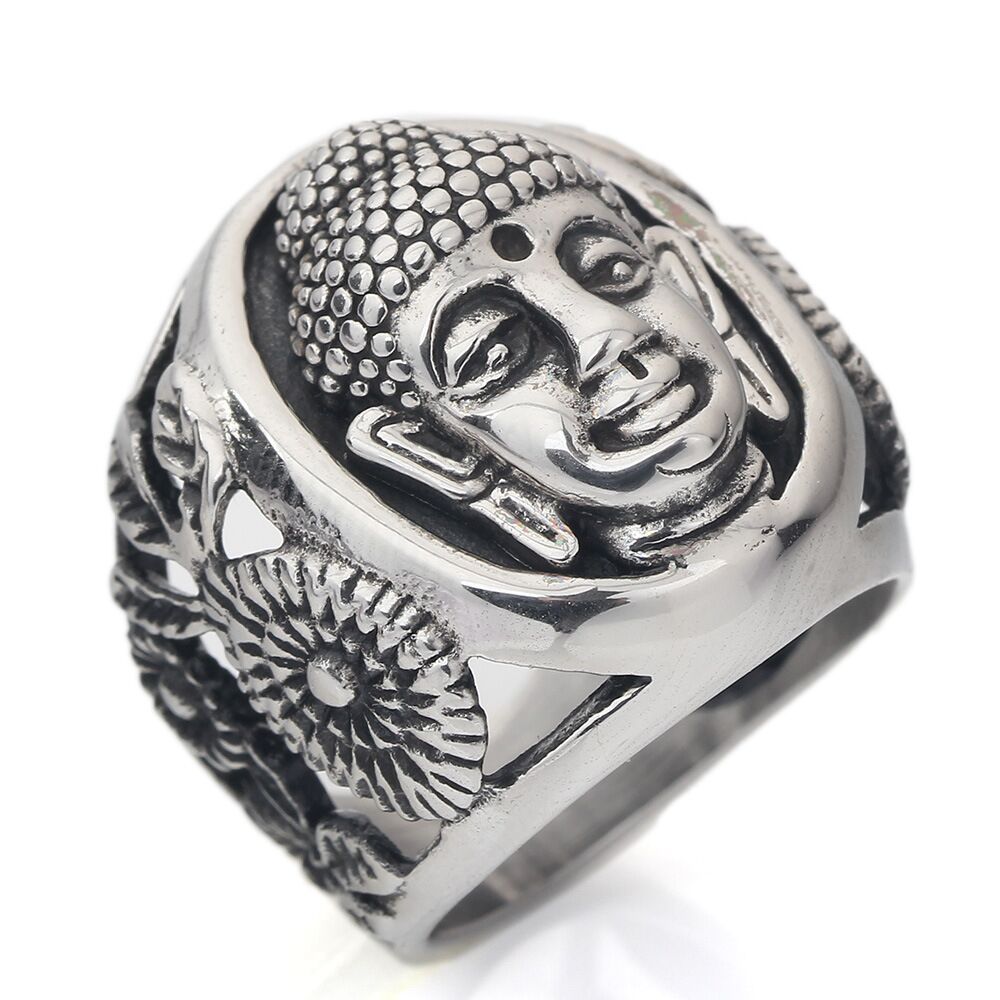 释迦牟尼佛面戒指 佛像戒指 钛钢铸造戒指批发 厂家直销戒指 保色