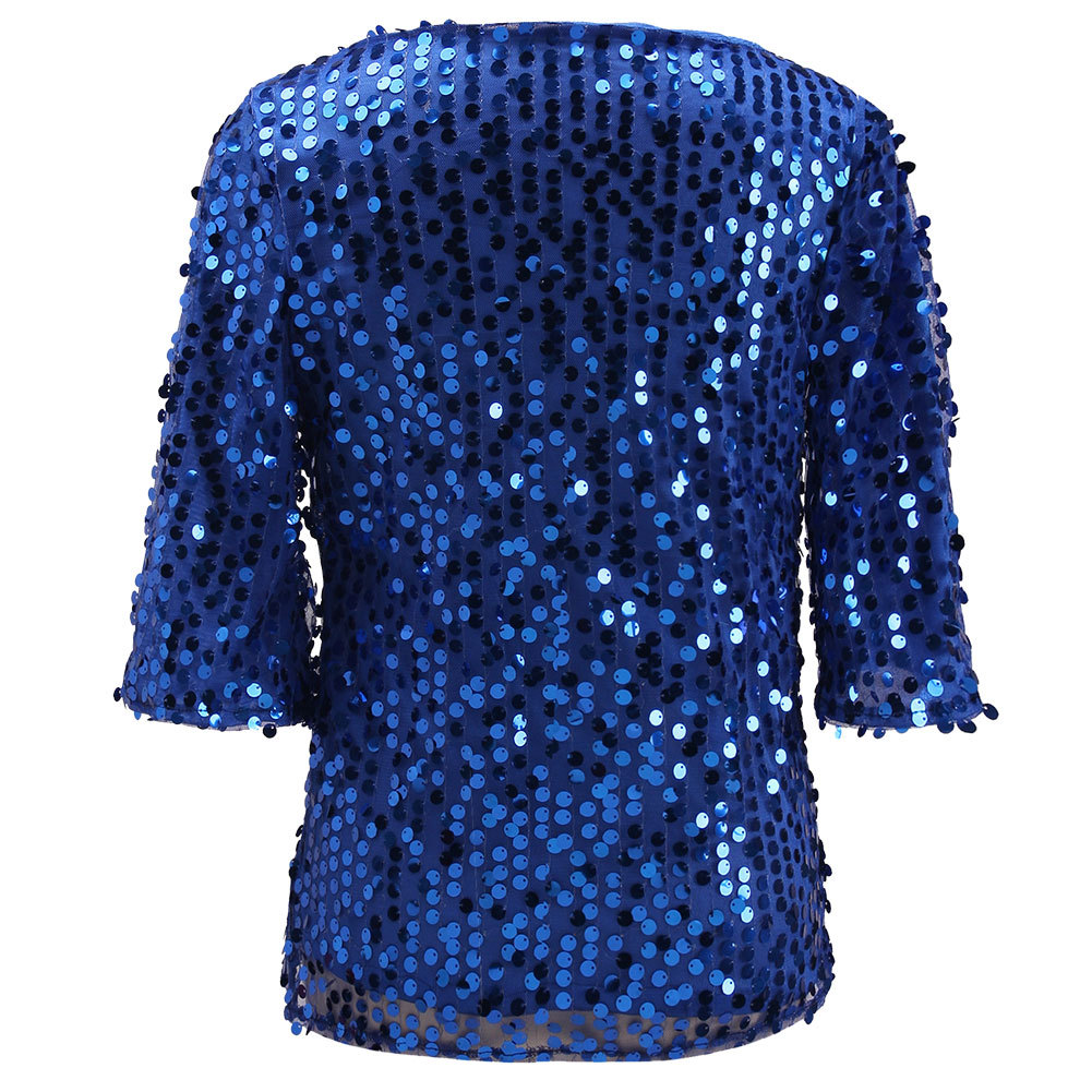 ebay速卖通外贸2018春夏季欧美闪耀亮片t恤女装上衣厂家直销