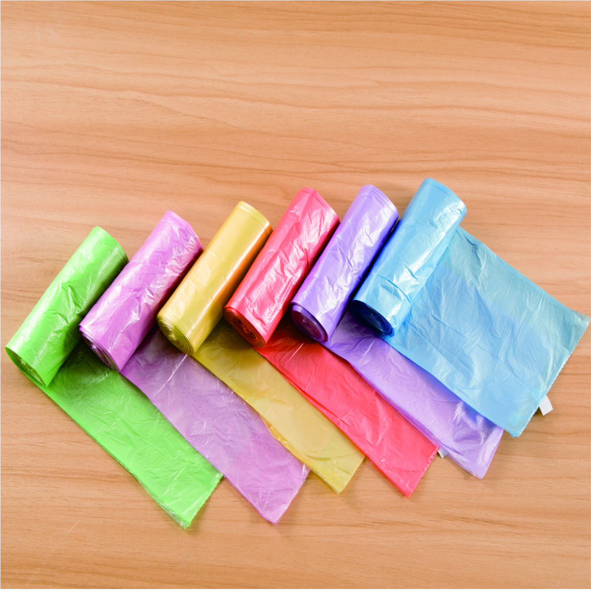 一次性彩色塑料垃圾袋 优质环保 6卷点断式平口家用塑料袋45*50