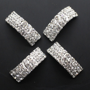 26mm 三排密钻发夹装饰扣 礼服饰品 腰带装饰扣子水钻扣材料现批