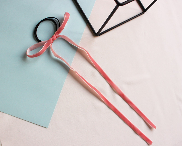 日韩梨花学院风蝴蝶结飘带发圈金丝绒格子打结发绳少女皮筋饰配女