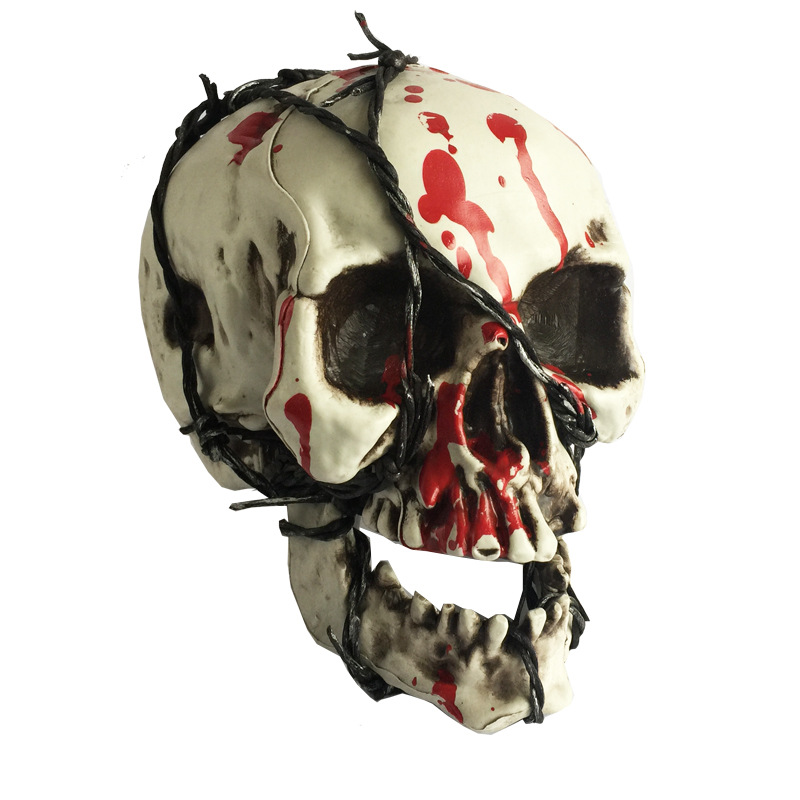 真人成人头大小万圣节骷髅铁丝烂头骨 鬼屋密室酒吧恐怖吓人道具