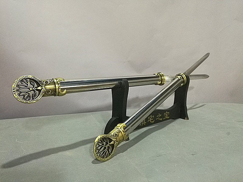 龙泉刀剑 不锈钢大号莲花双剑 (hk-766) 特价厂家直销 未开刃