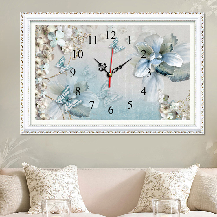 钻石贴魔方钻石画 钻石画钻石秀十字绣 魔方圆钻花朵蝴蝶钟表