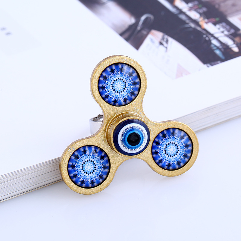 戒指陀螺 新款复古宝石三叶旋转指尖陀螺 饰品手饰批发戒指螺旋