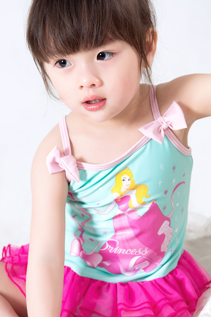 【微供代发包邮】儿童泳衣可爱宝宝绿色公主裙式蓬蓬裙卡通连体