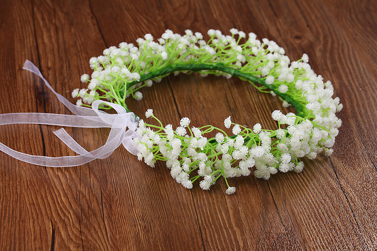 白色满天星花环手环 森女系头环 新娘花环旅游发饰儿童摄影发箍头