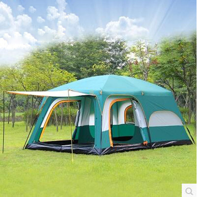 Spring Outing Tent Canopy Integrated Outdoor Camping Tent Wholesale Two Bedrooms and One Living Room 5-8 People Double Layer Waterproof Pavilion