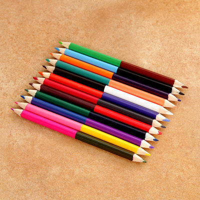 双色双头芯铅笔 木质粗杆铅笔两头芯彩铅 粗杆双色大笔 1cm大铅笔