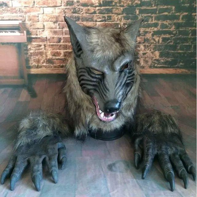 抖音鱼头面具恐怖动物化装舞会主播道具面具狼人头盔夜店头套面具