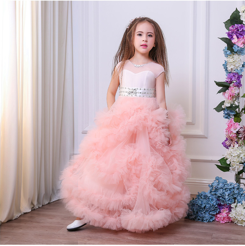 秋冬童裙春夏蓬蓬纱公主裙拖地长裙童礼服儿童演出表演服