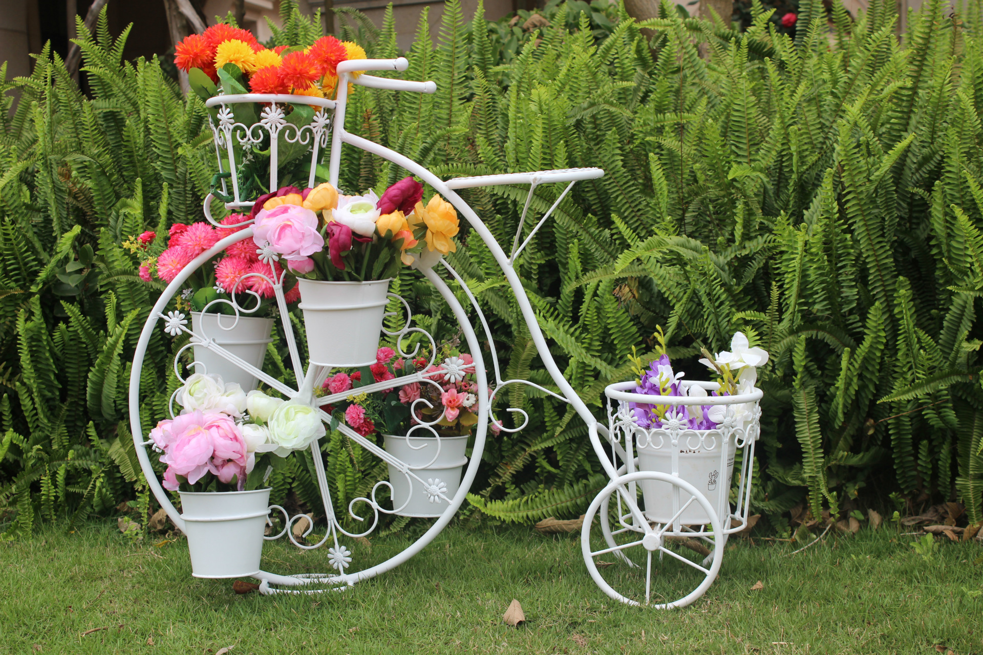 创意欧式自行车铁艺花架阳台花架子绿萝花盆架家居园艺摆设工艺品