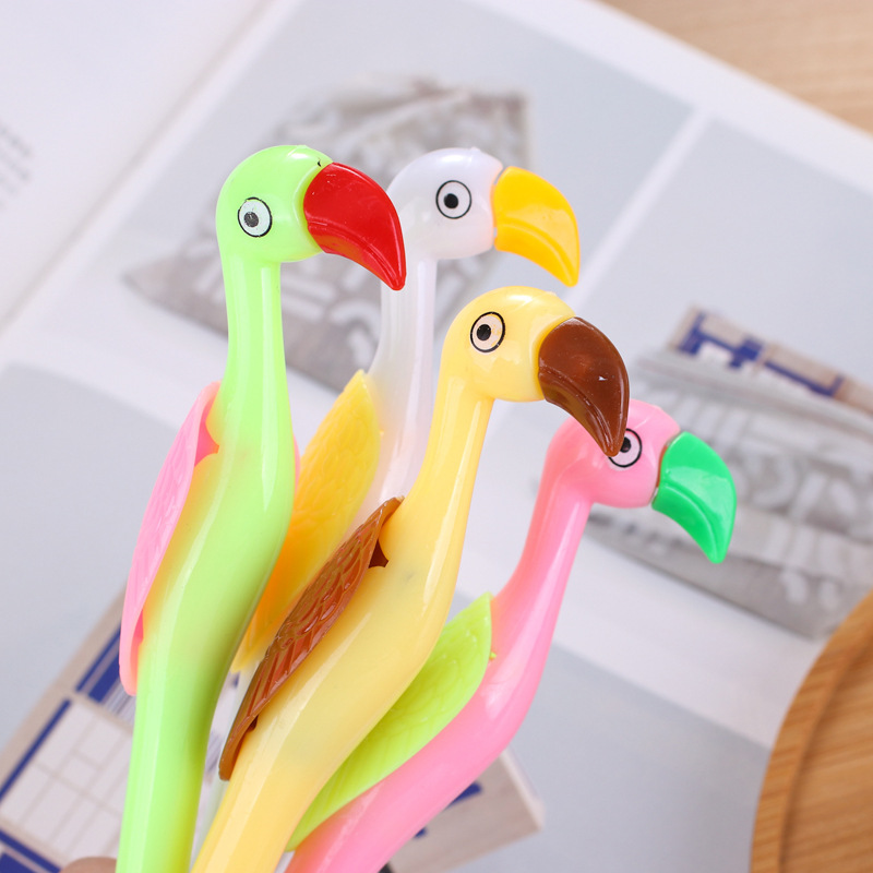 可爱创意火烈鸟造型中性笔 卡通水笔黑芯 趣味文具批发学生礼物