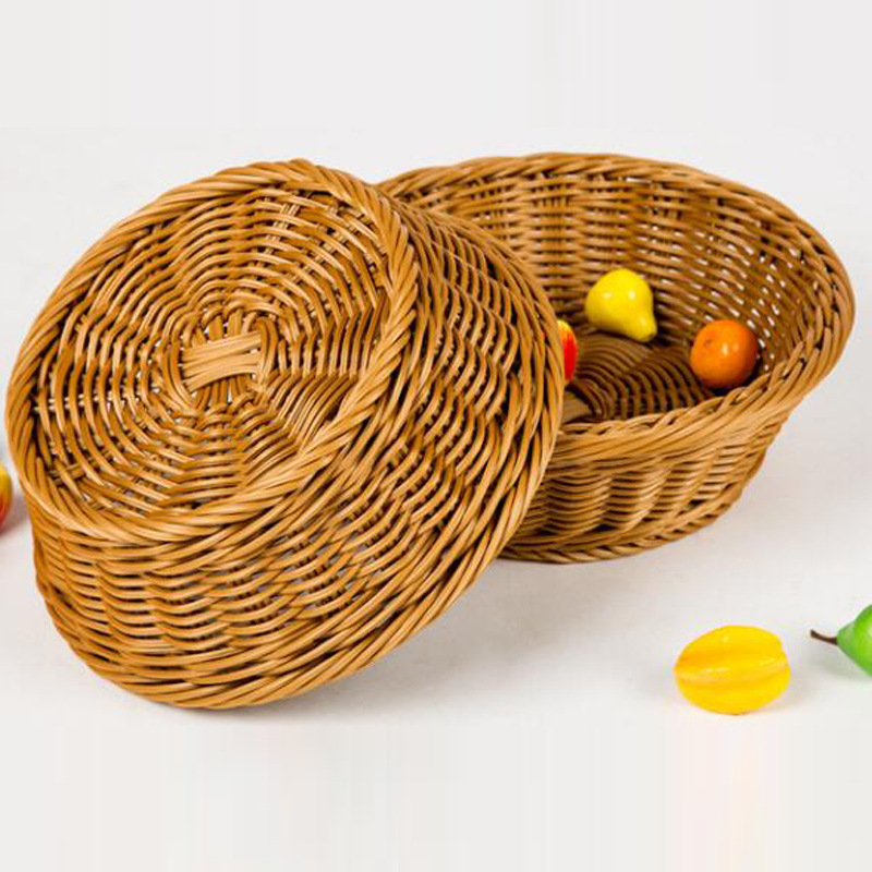 广州宏伟批发仿藤编织篮圆藤篮小吃水果篮居家桌面收纳篮圆形 举报