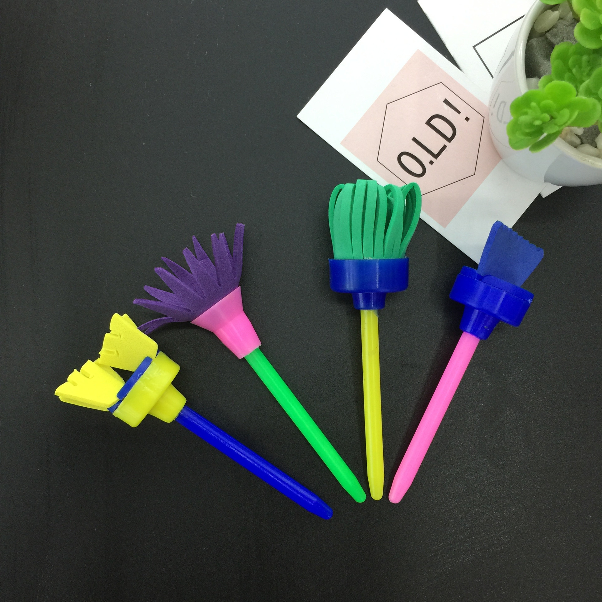 跨境儿童绘画海绵刷创意涂鸦益智早教diy手工美术4件套工具