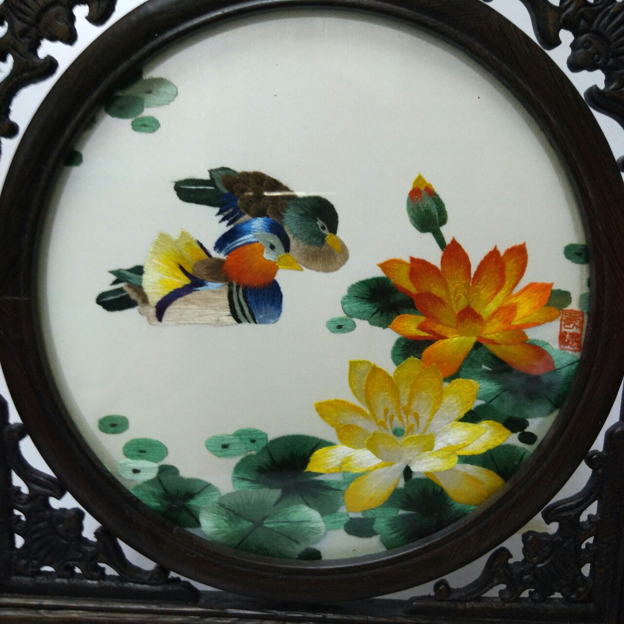 蜀绣批发 手工刺绣鸳鸯摆件中国特色高档商务工艺礼品蜀绣送老外