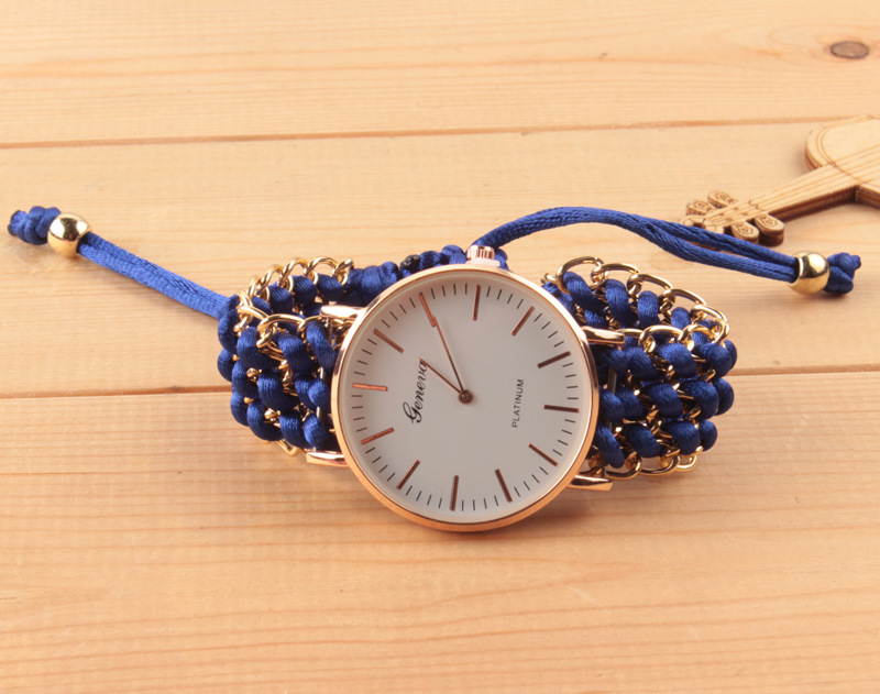 韩版时尚编织表带石英学生手表 百搭速卖通爆款手工手链手表