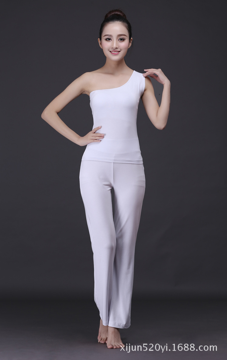 新款白色瑜伽服套装瑜珈服中长袖愈加服 健身房运动服
