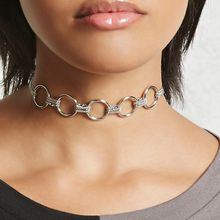 欧美新款女士颈链 金属简单圆圈配件锁骨链圈圈短款项链XL0244