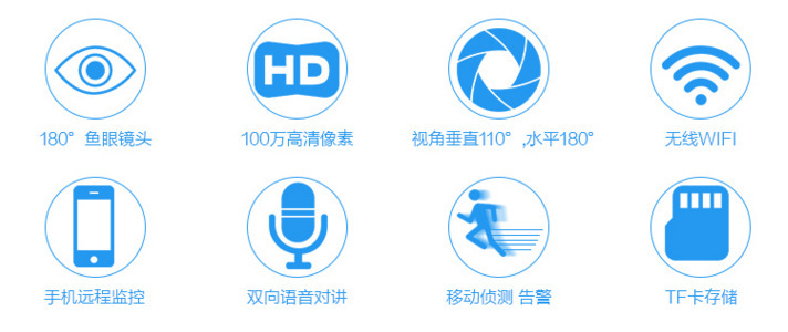 360全景摄像机 wifi无线监控摄像机 鱼眼超清广角智能摄像机ipc