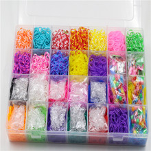1万条28色彩虹彩色皮筋 diy套装盒装Colored rubber band编织机