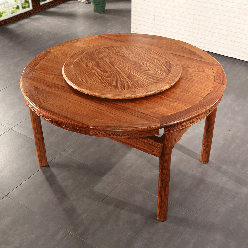 红木圆餐台 刺猬紫檀明式伸缩圆台 非洲花梨折叠餐桌 多功能餐台