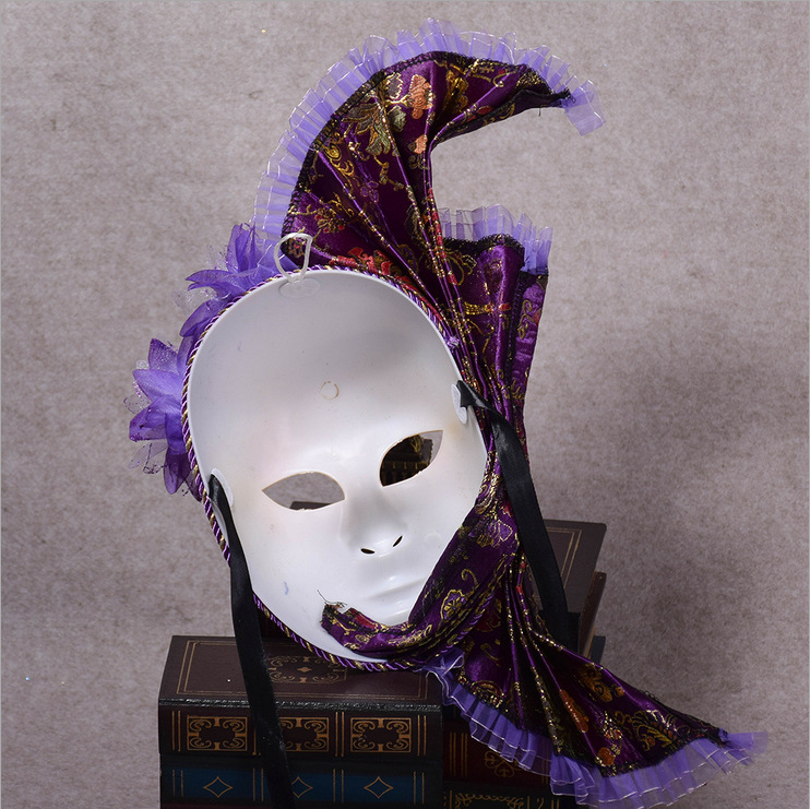 新款 威尼斯面具 紫色加花面具