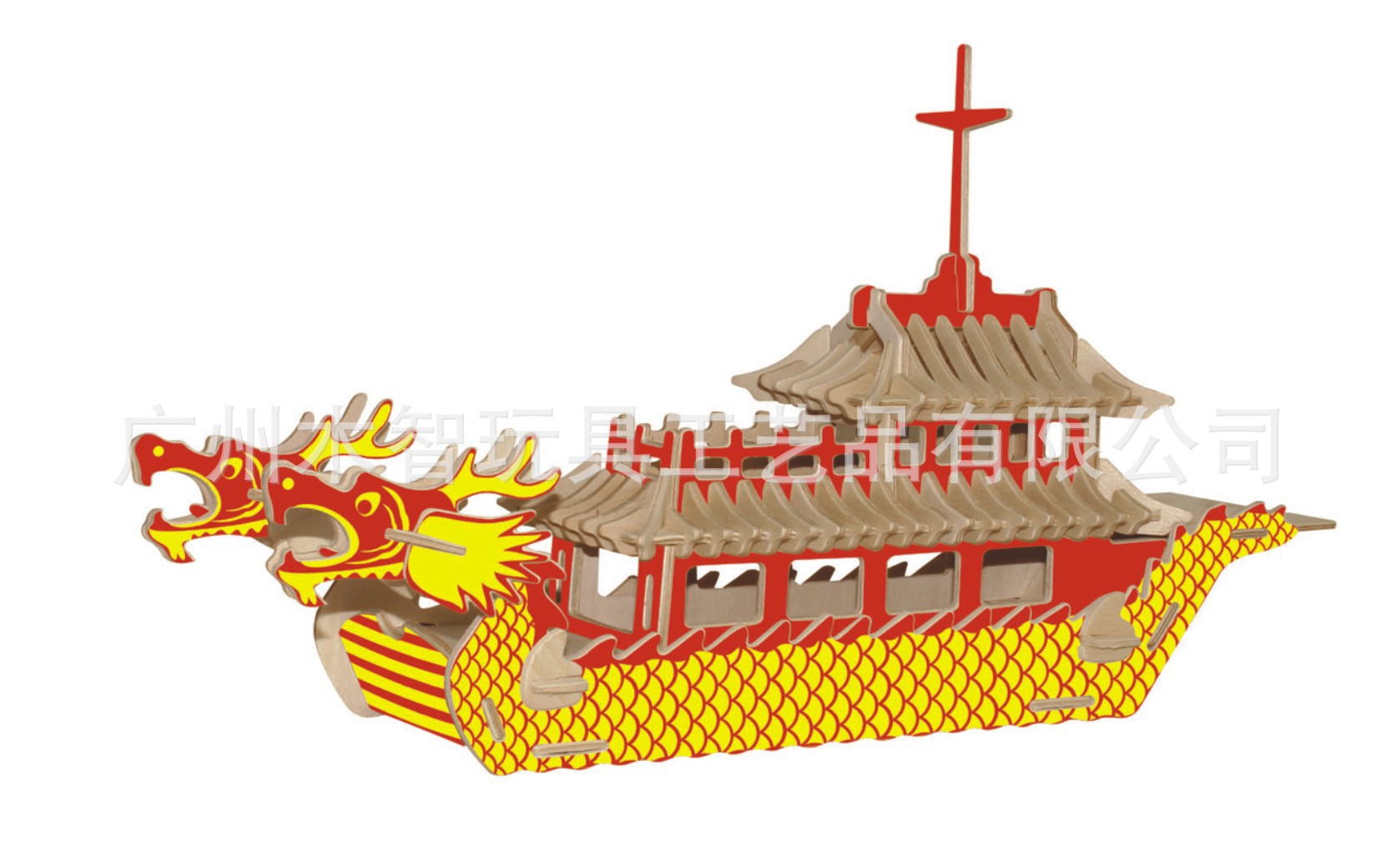 龙船/四联木制3d仿真模型/批发diy立体拼图/地摊热销益智玩具