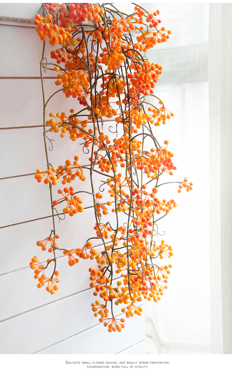 厂家直销义乌仿真花批发单支红豆果藤 室内仿真植物装饰假花