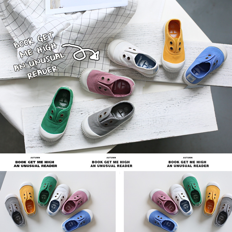 New Color Spring Korean Children's Shoes Soft Bottom Children's Canvas Shoes Kindergarten Baby Cloth Shoes Washed Kids' Canvas Shoes