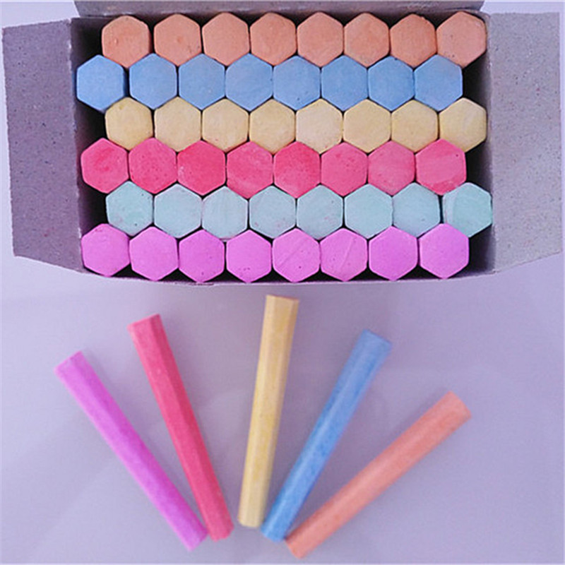 优质彩色六角型粉笔 颜色鲜艳绘画儿童教学黑板无尘粉笔48支盒