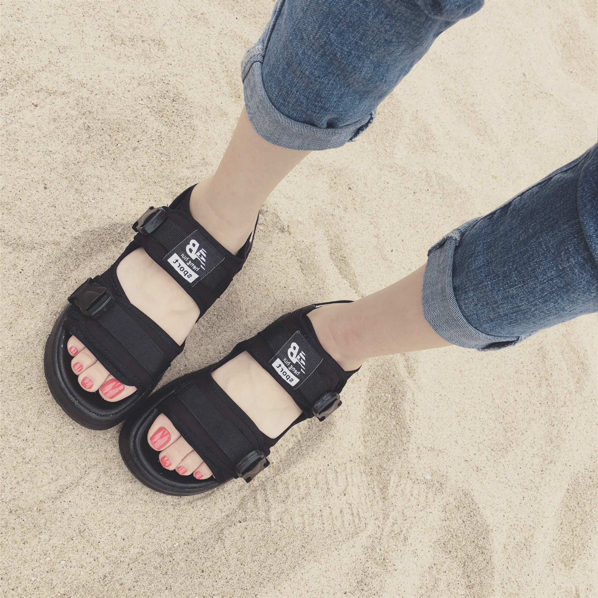 新款户外越南凉鞋男女坡跟学生松糕防滑休闲情侣沙滩韩版凉鞋潮