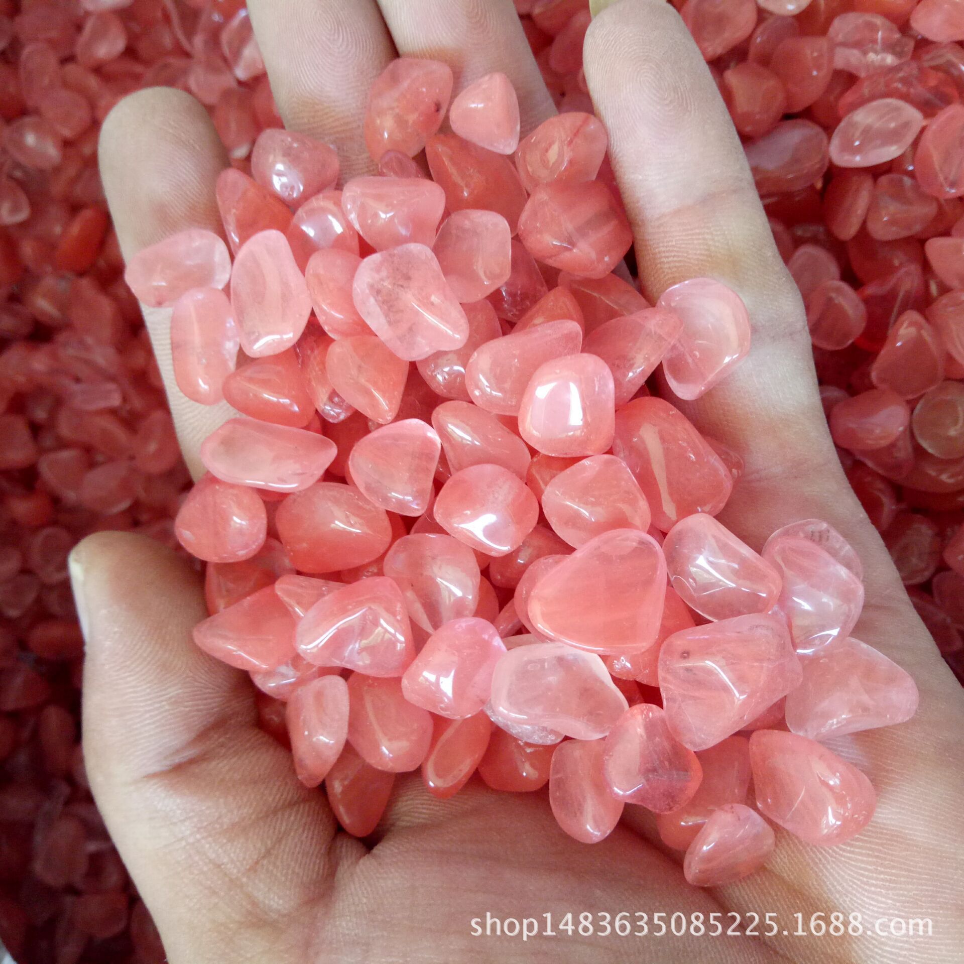 红熔炼碎石西瓜石水晶碎石鱼缸花盆装饰 净化消磁石装潢