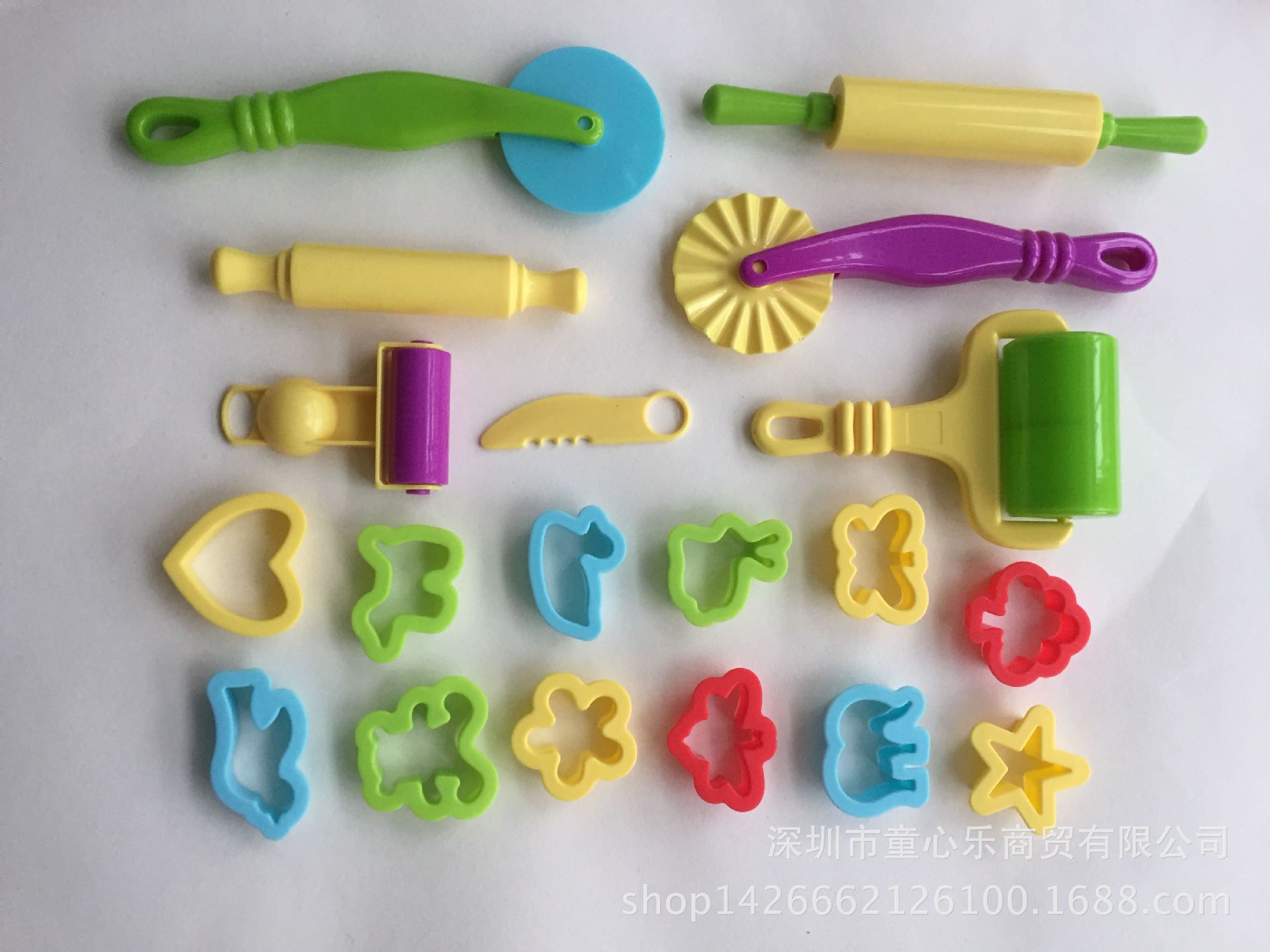 好质量20款儿童diy手工彩泥橡皮泥动物模具滚轮擀面杖工具套装