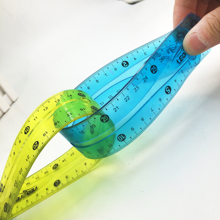 30厘米彩色透明软尺 学生办公文具多功能直尺 环保材料