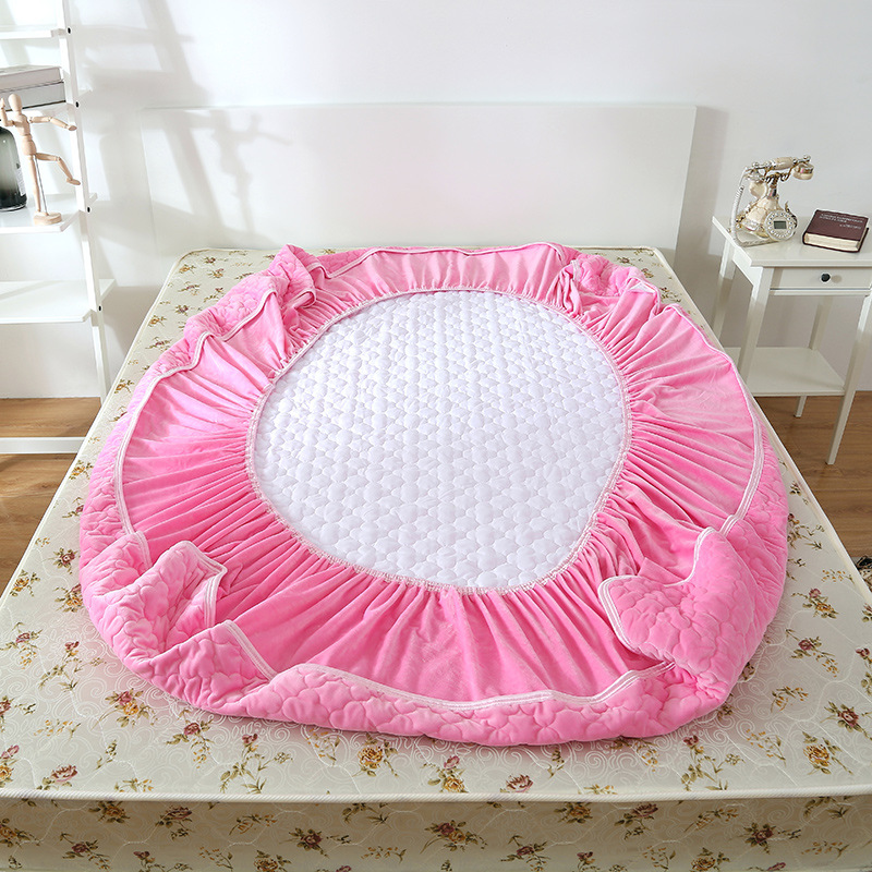 厂家直销冬季水晶绒夹棉床笠单件加厚保暖纯色席梦思床垫罩保护套