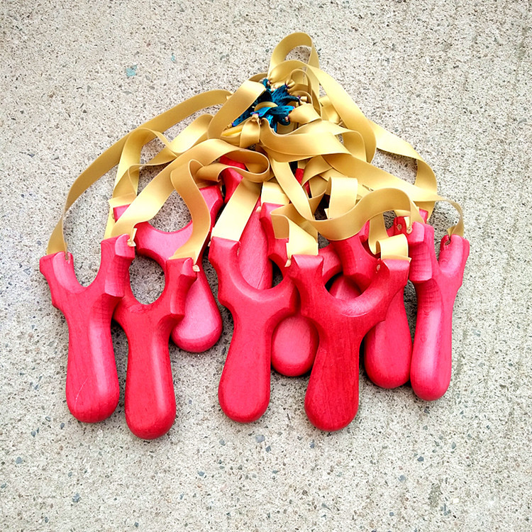 冠达户外榉木红木把扁皮弹弓实木叉免绑厂家批发檀木弹弓送皮筋