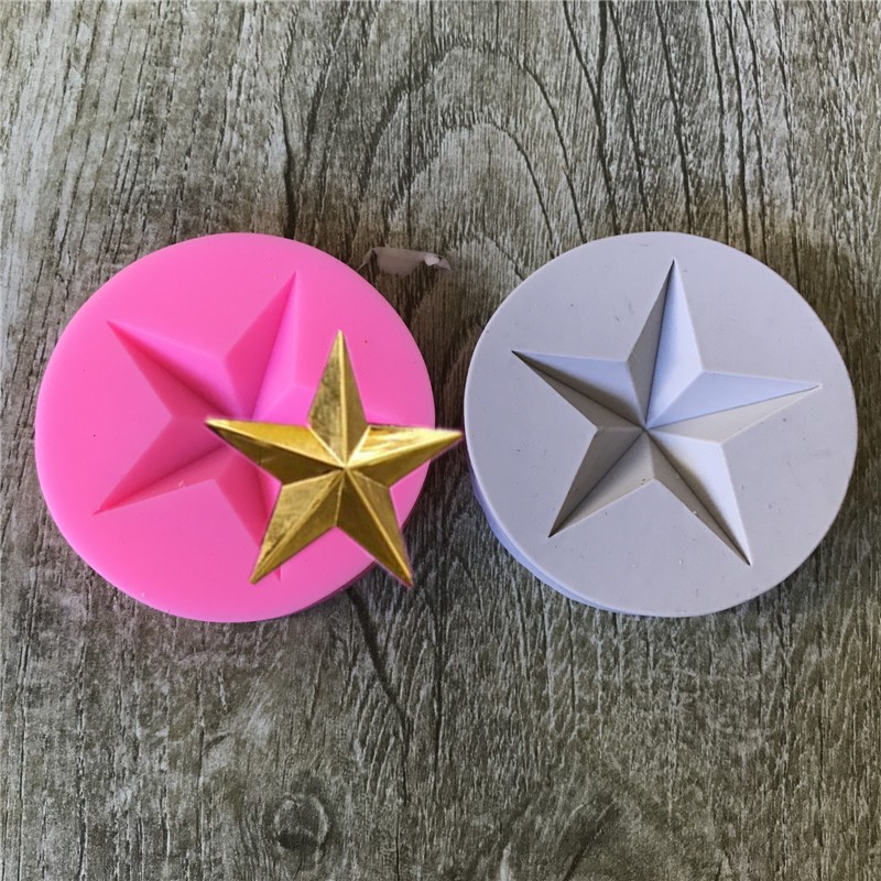 diy翻糖蛋糕模具单个大五角星硅胶模巧克力滴胶泥丸工具