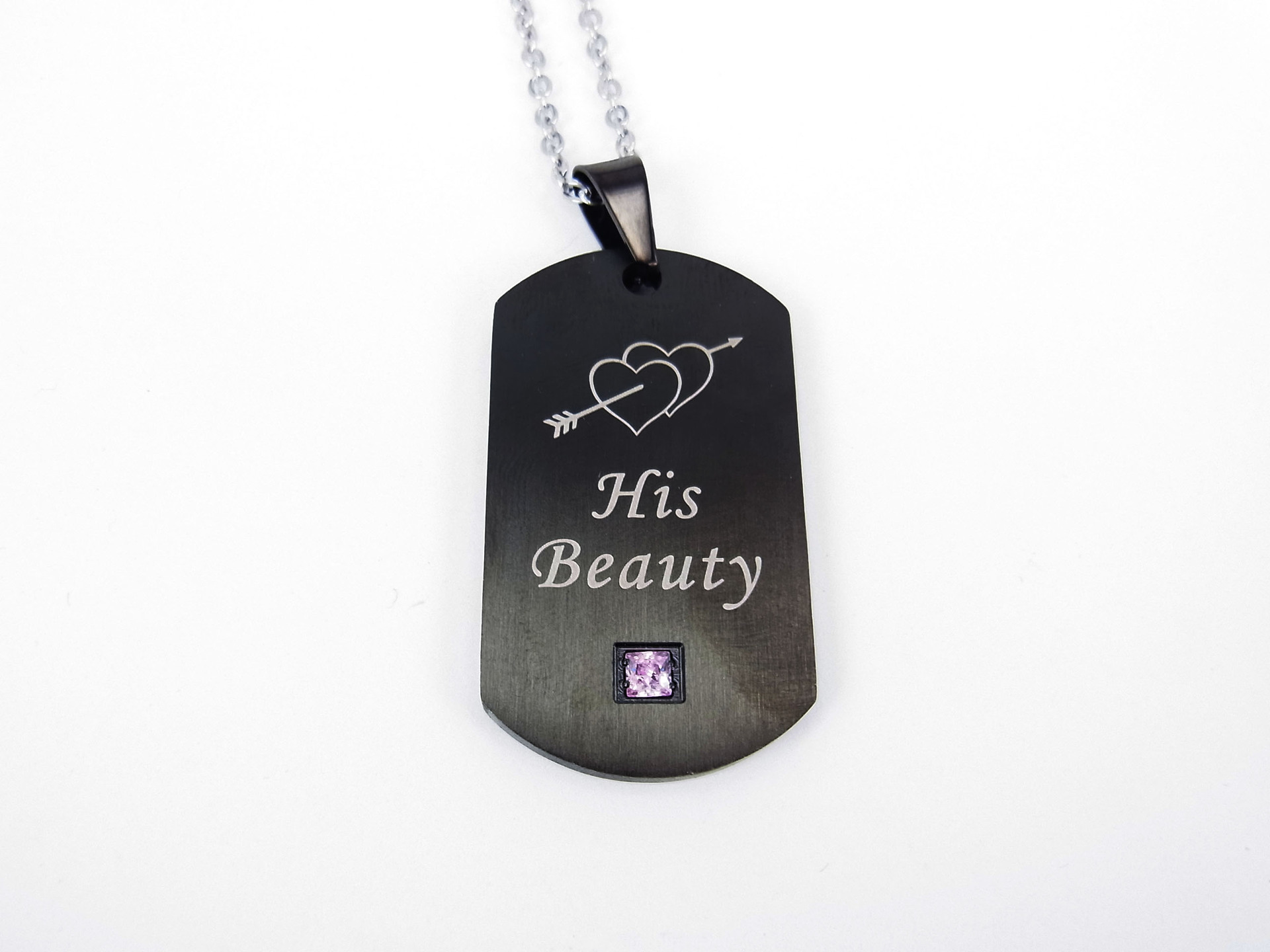 美女与野兽项链女 her beast his beauty吊牌 一箭穿心情侣吊坠