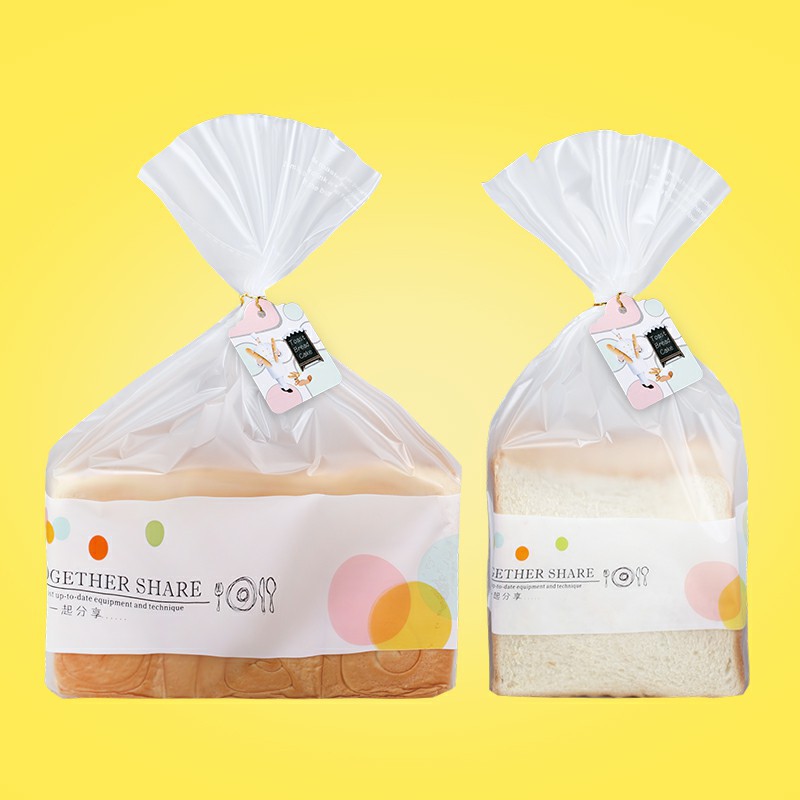 Wholesale Baking Food Bread Toast Bag Frosted Transparent Plastic Tie-up Cake Western Food Packing Bag 100