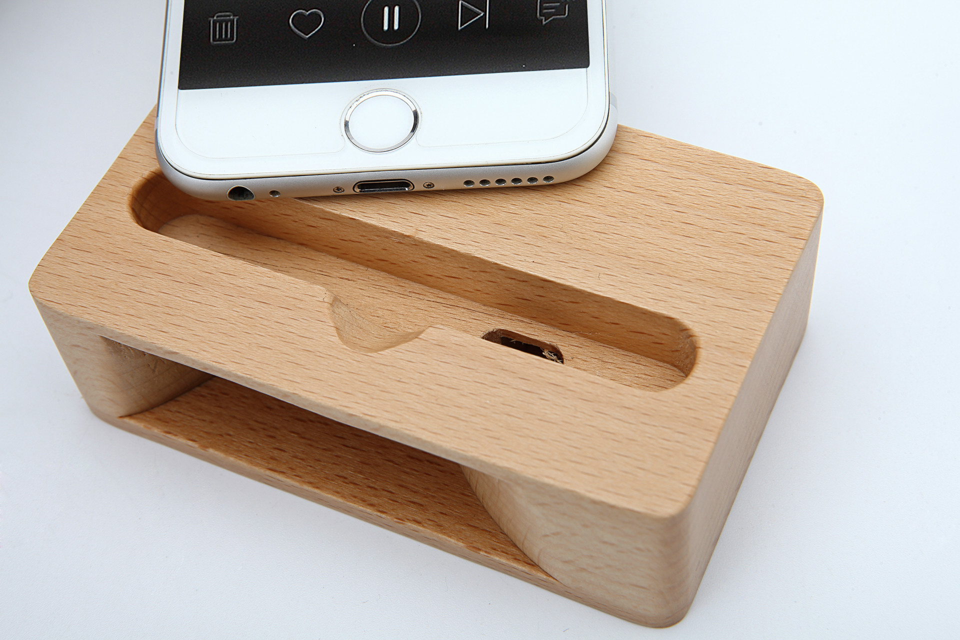 懒人木质手机支架床头办公室手机座创意多功能扩音底座