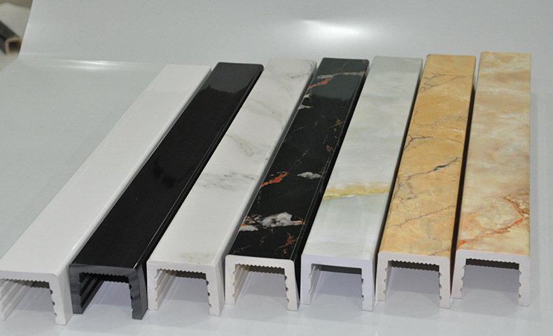 厂家供应石塑直条形阻水条pvc淋浴房多规格拦水条仿大理石挡水条