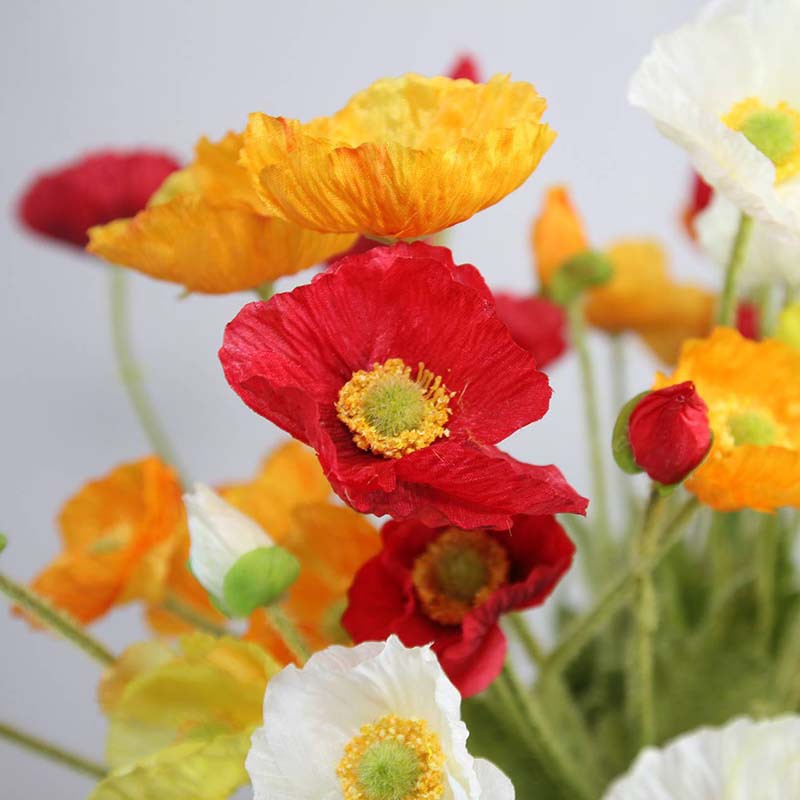 新品4头鱼美人 小罂粟花跨境产品批发户外景观装饰搭配仿真花资材