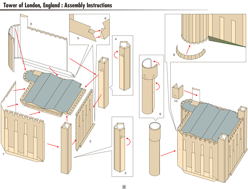 英国 伦敦塔 建筑模型 纸模型 手工diy 手工作业