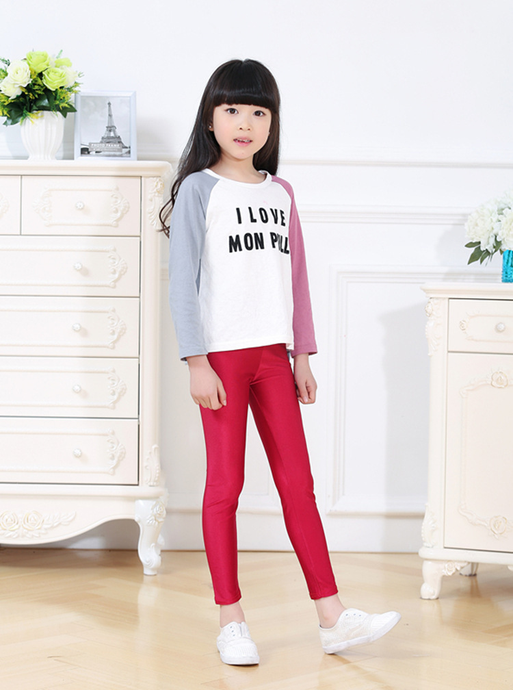 春夏薄款童裤儿童光泽裤百搭时尚打底裤女童修身弹力贴身打底裤