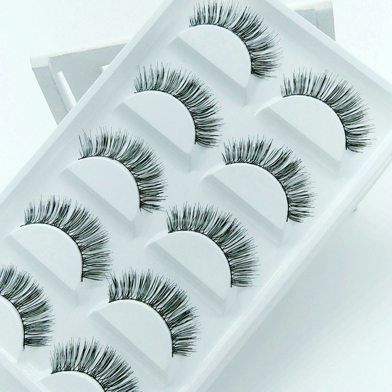 Five Double Pairs of False Eyelashes 036 Fashion Popular Cotton Thread Black STEM Natural Nude Makeup Eyelash