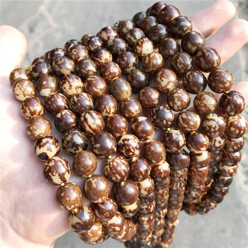 天然花菩提根批发虎斑菩提108颗佛珠文玩手串