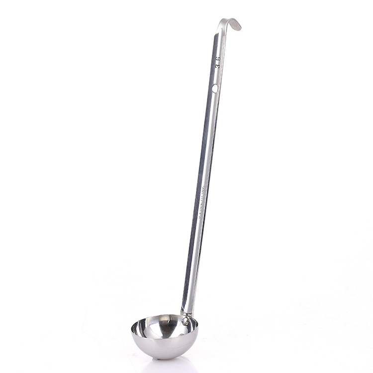 不锈钢带钩量勺长柄汤勺一体汤壳日式汁勺厨房商用烹饪汤煲火锅勺