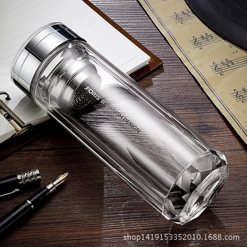 water bobble水杯玻璃杯子泡茶杯双层家用高档办公杯保温杯隔热